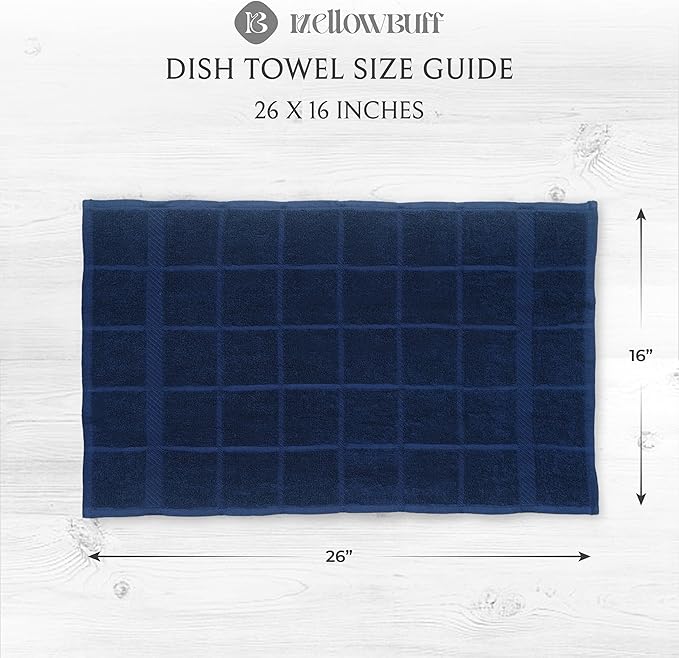 100% Cotton Terry Dish Towels, 4 Pack Solid, 16 x26 Inches, Super Soft and
