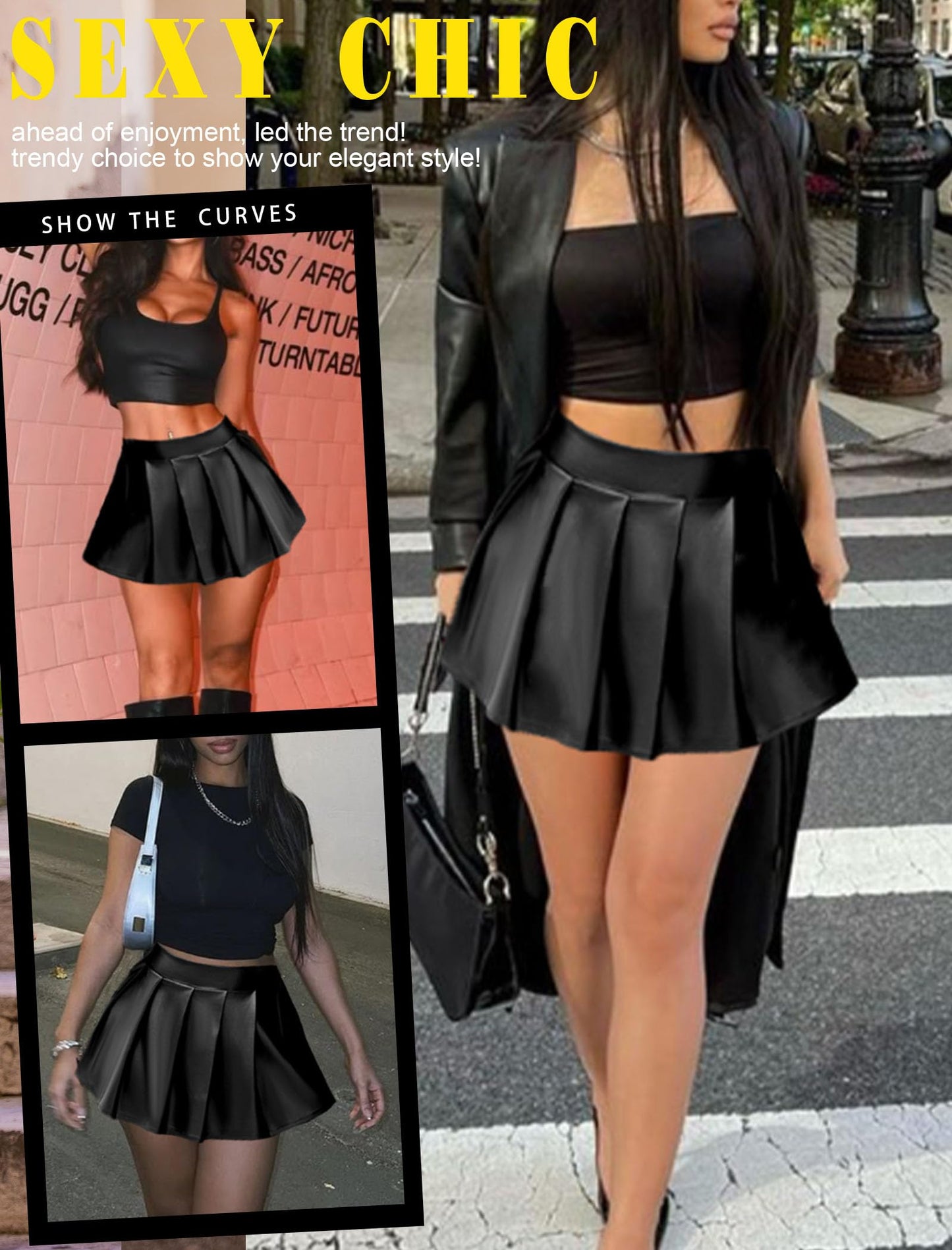 Avidlove Pleated Skirt for Women Halloween Costume Outfits for Schoolgirl Black