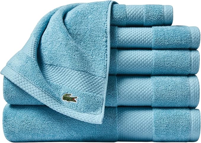 Lacoste Heritage Supima Cotton 6-Piece Towel Set, 2 Bath Towels, 2 Hand Towels