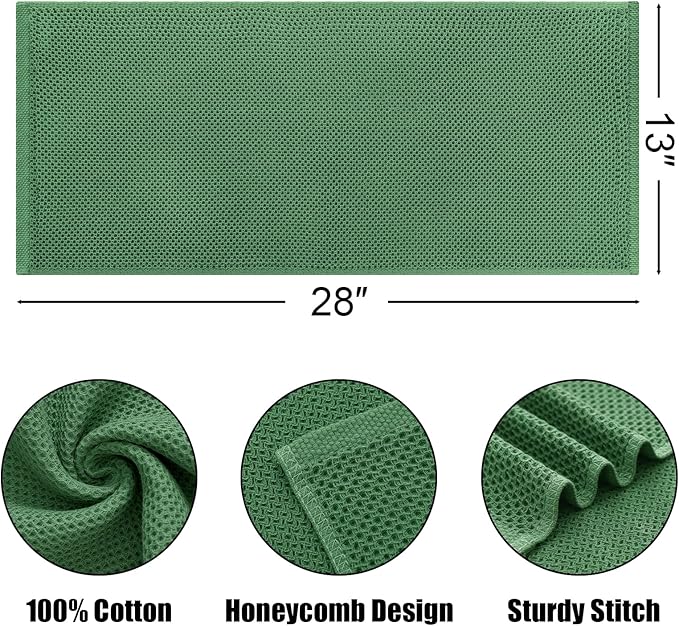 Kitinjoy 100% Cotton Waffle Weave Kitchen Hand Towels