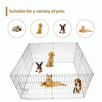Ellie-Bo Easy-Up 8 Piece Foldable Portable Dog Puppy Play Pen with Door for Indoor/Outdoor Use 76cm High, Rabbit, Cat, Guinea Pigs