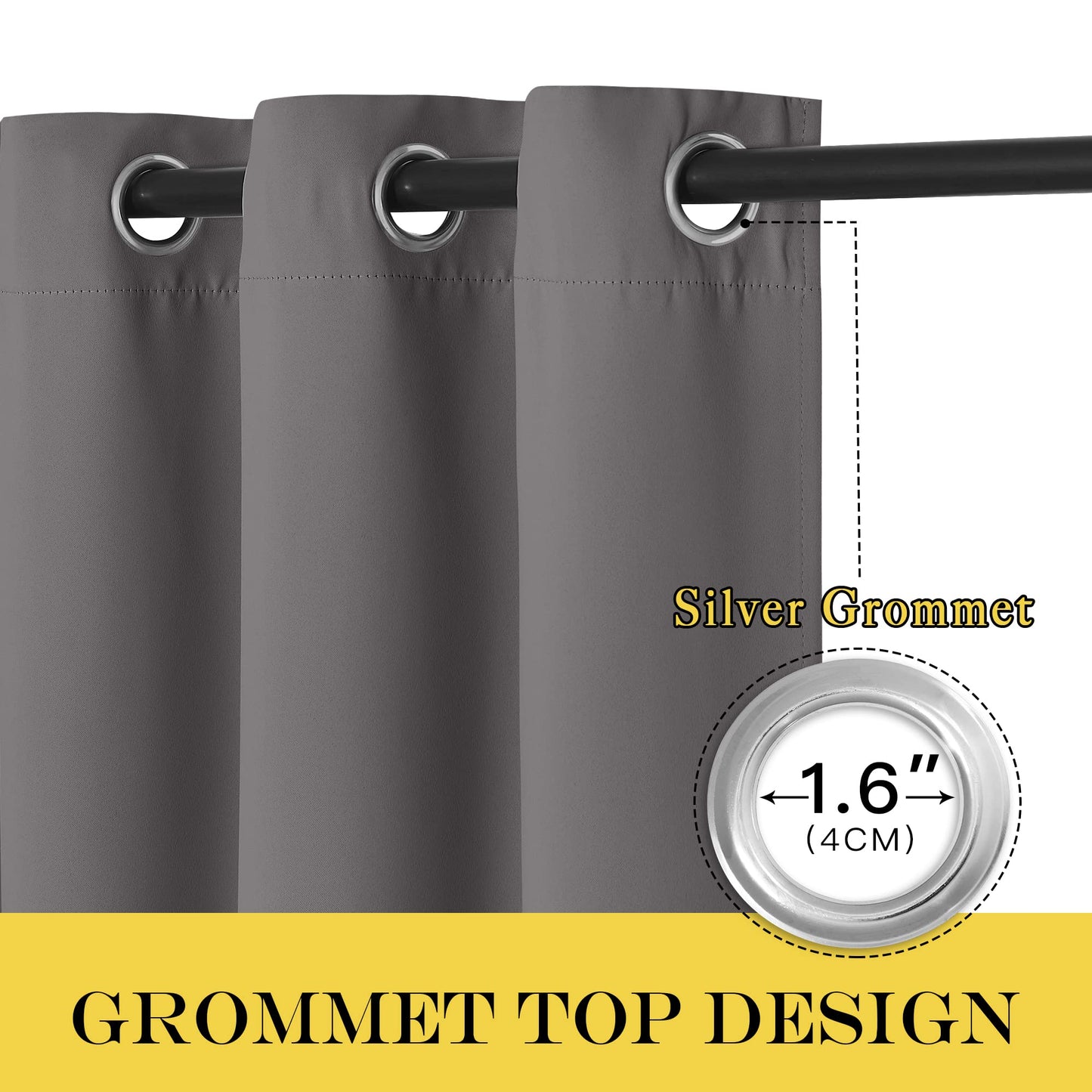 NICETOWN Grey Blackout Patio Sliding Door Curtains 84 inch Length, Grommet Room Divider Thermal Insulated Curtain Drapes for French Door/Living Room (Gray, W100 x L84, 1 Panel)