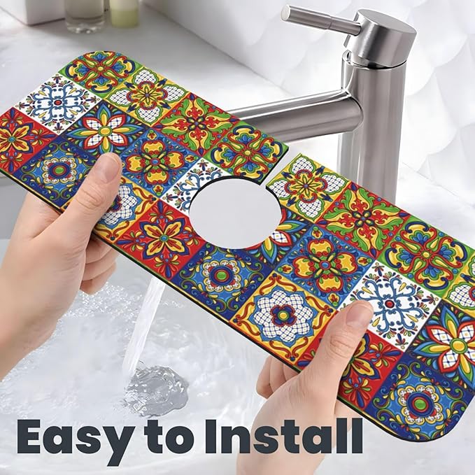Talavera Mexican Tiles Mexico Kitchen Sink Splash Guard Faucet Mat Super