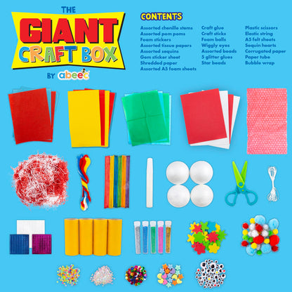 abeec Giant Craft Kit for Kids | 1000+ Piece Art & Craft Supplies Box | DIY Arts Set with Pom Poms, Beads, Stickers & More | Creative Activities for Boys & Girls | Gift for Ages 5+