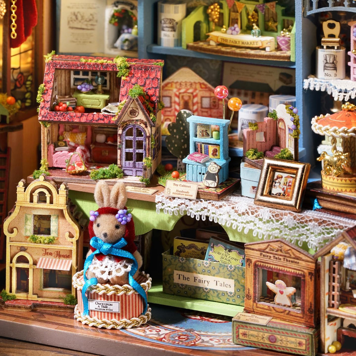 ESTUSR DIY Miniature Dollhouse Kit, 1:24 Scale Wooden 3D Puzzle Model Building Set,Creative Craft Hobby for Adults, Unique Home Decor Gift- Once Upon a Time