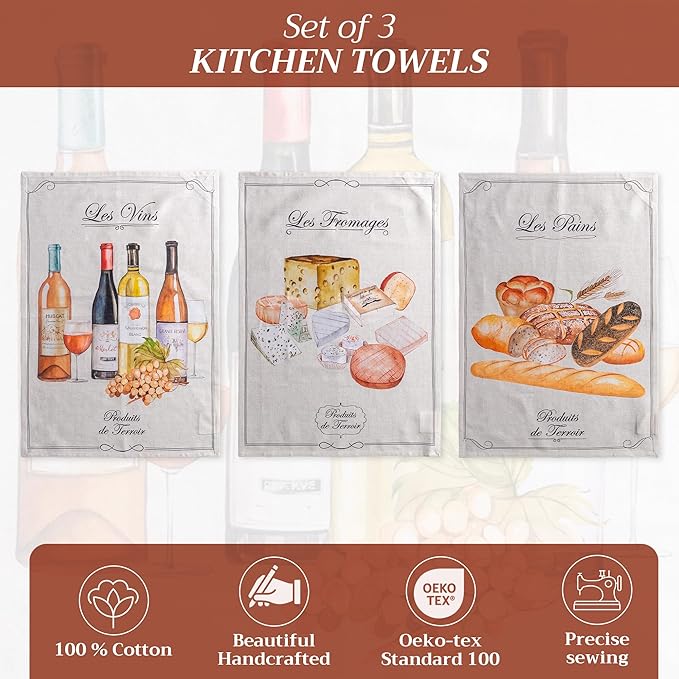 Maison d' Hermine Kitchen Towels Set of 3 100% Cotton 27.50" x 20" Reusable
