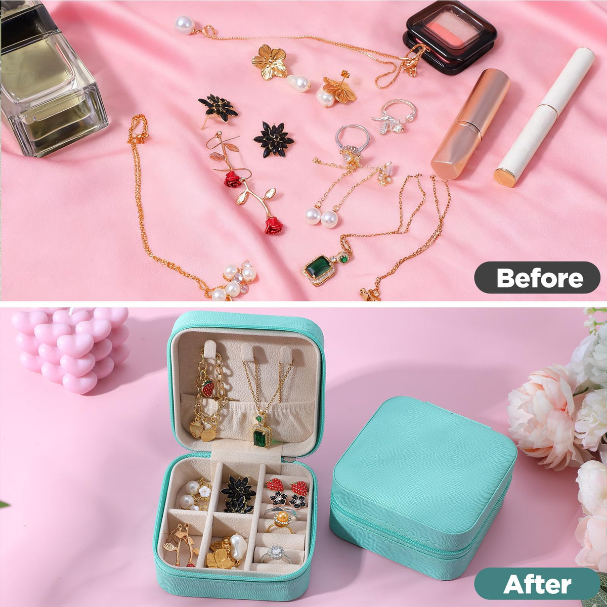AojSup 12 Pcs Small Jewelry Box Mini Travel Jewelry Case Bridesmaid Gift Pu Leather Travel Organizer Small Jewelries Box Mini Storage Organizer Storage Boxes for Women Girls Bridesmaid Proposal Gift