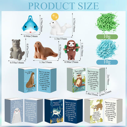 Cinnvoice 50 Set Bulk Gifts for Mothers Day Teacher Appreciation Gifts Nurse Week Employee Coworker Graduation Emotional Support Cute Resin Mini Ornaments Desk Pets Thank You Card Box (Sloth)