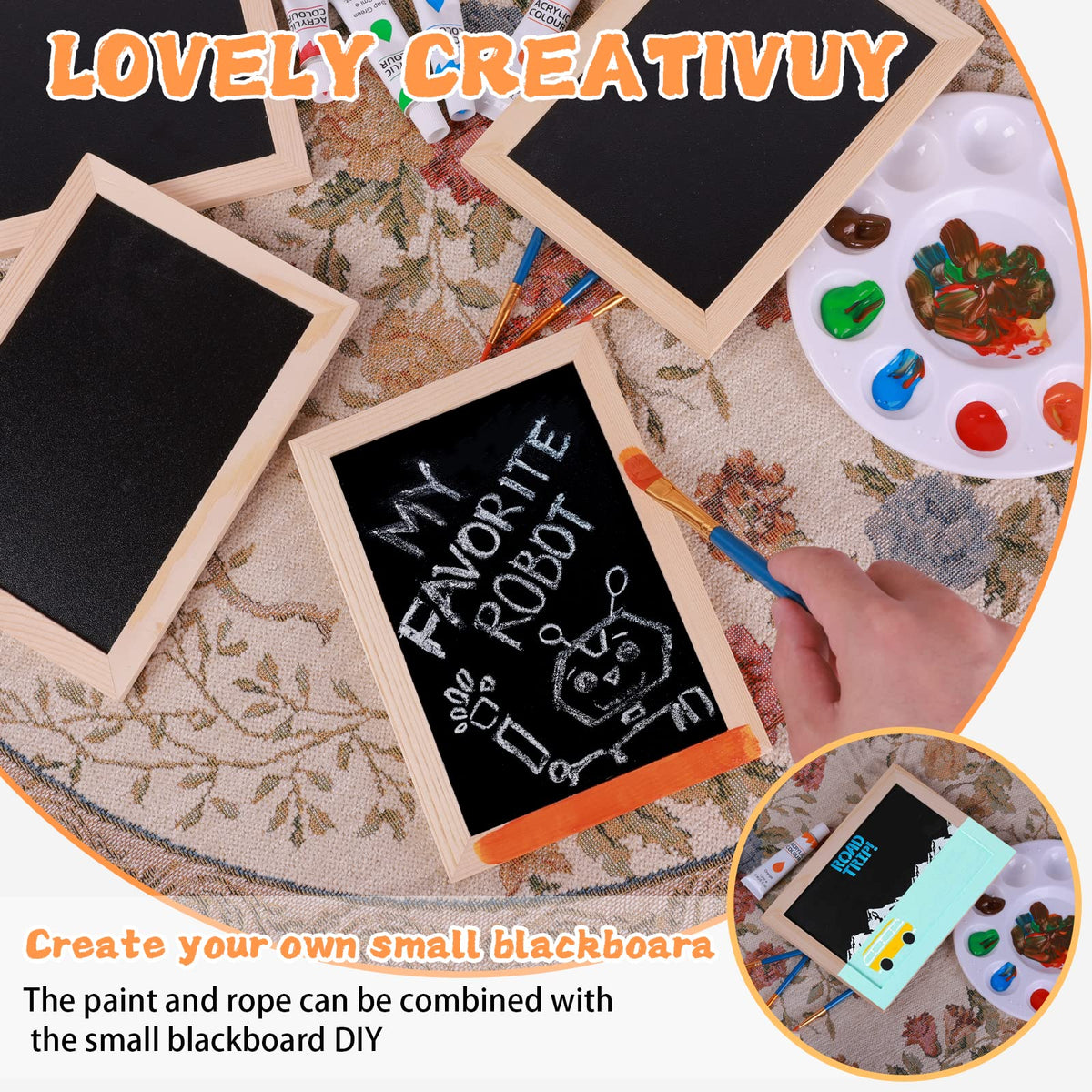 Small Chalkboard with Frames, Mini Wooden Double Sided Chalkboards, Learning and Handwriting Without Tears, Slate Board Signs School Supplies for Classroom Party Home Office,5 x 7 Inch(7PCS)