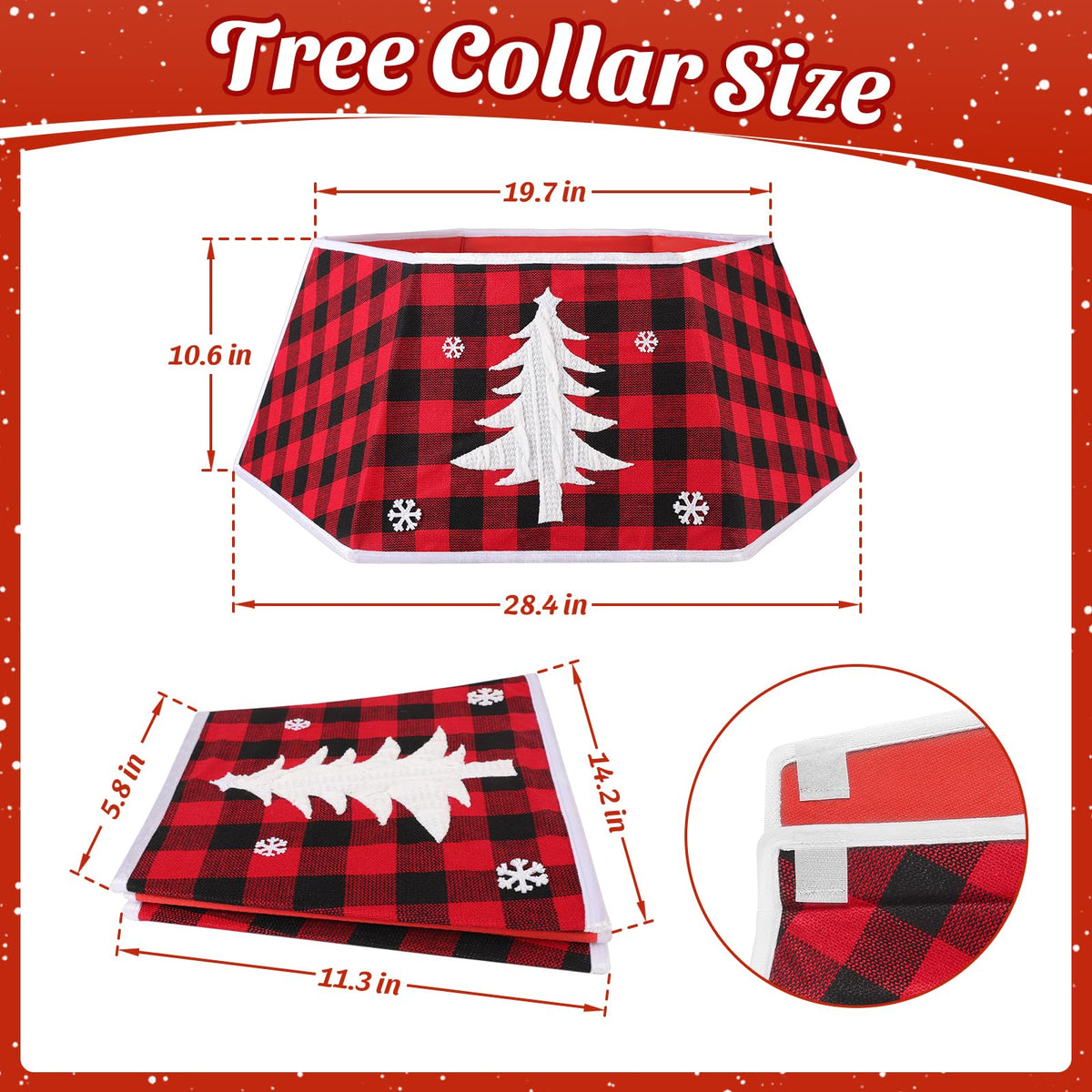 EverMerry Christmas Tree Collar, 26’’ Christmas Tree Skirt Decorations Stand, Foldable Willow Skirt Ring for Artificial Trees Decor Base Cover & Holiday Decor & Party (Red & Black Plaid)