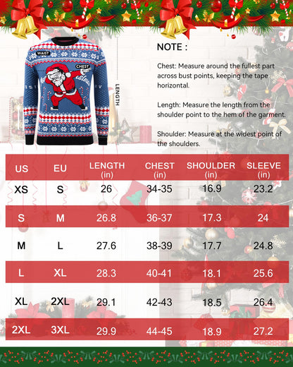Runhit Ugly Christmas Sweater for Men Women Knitted Long Sleeve Ugly Christmas Sweater Funny Santa Pullover for Holiday M