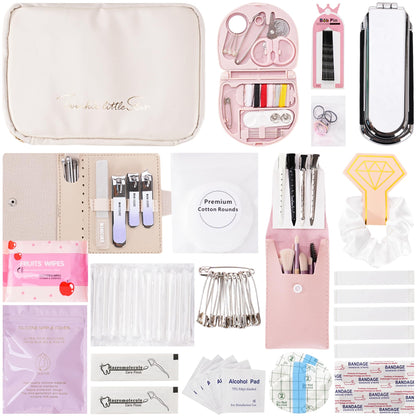 Wedding Day Emergency Kit for Bride, 39 Pc Essential Items for Brides Daily Use Women Wedding Gift, Travel Kit Personal Care Survival Set With Bride Makeup Bag - Wedding Emergency Kit Supplies (White)
