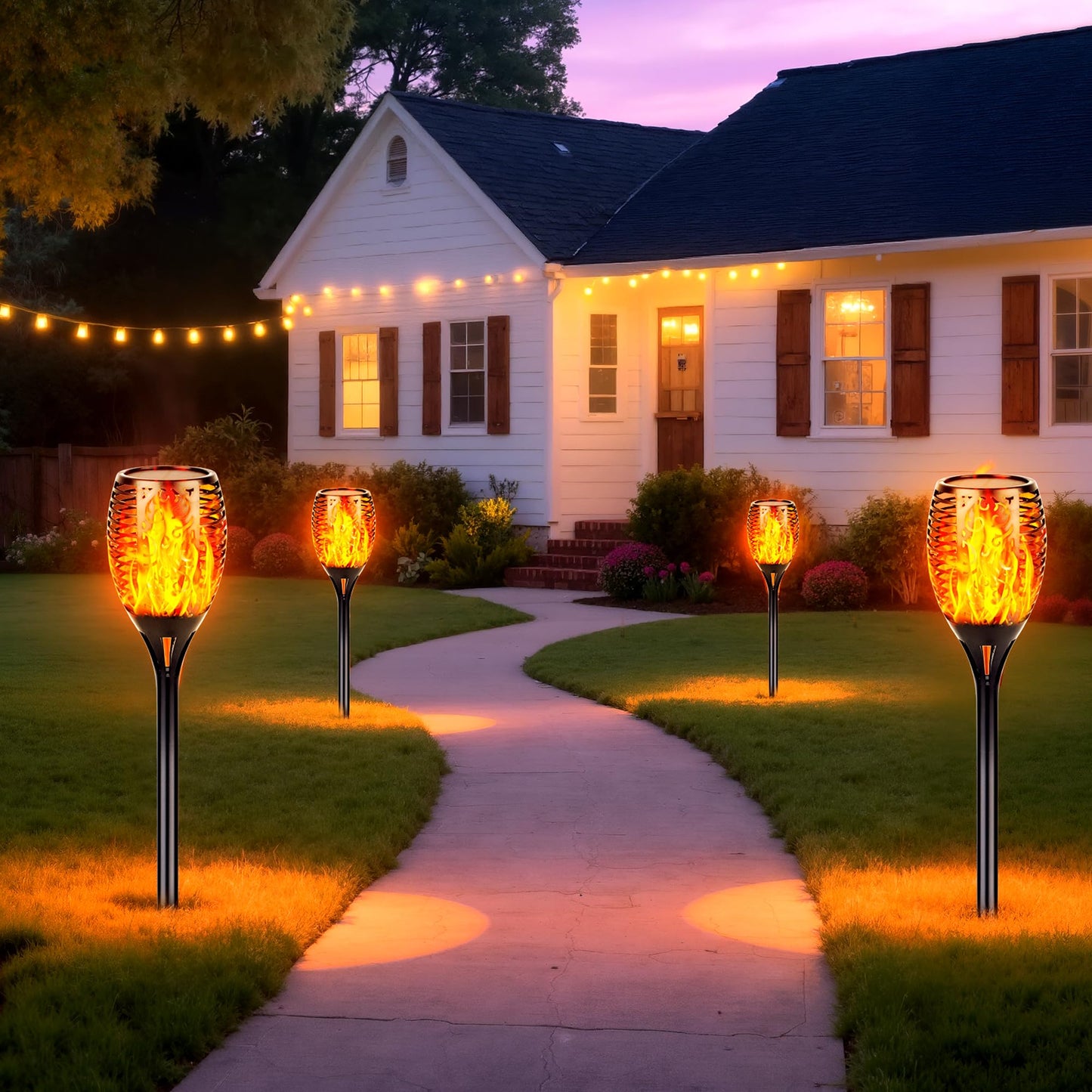 Walensee Solar Lights Outdoor with Flickering Flame,96 LED Solar Torch Lights Waterproof,43" Tall Super Larger Size Torches for Outside Garden Patio Yard Pathway, 4 Pack