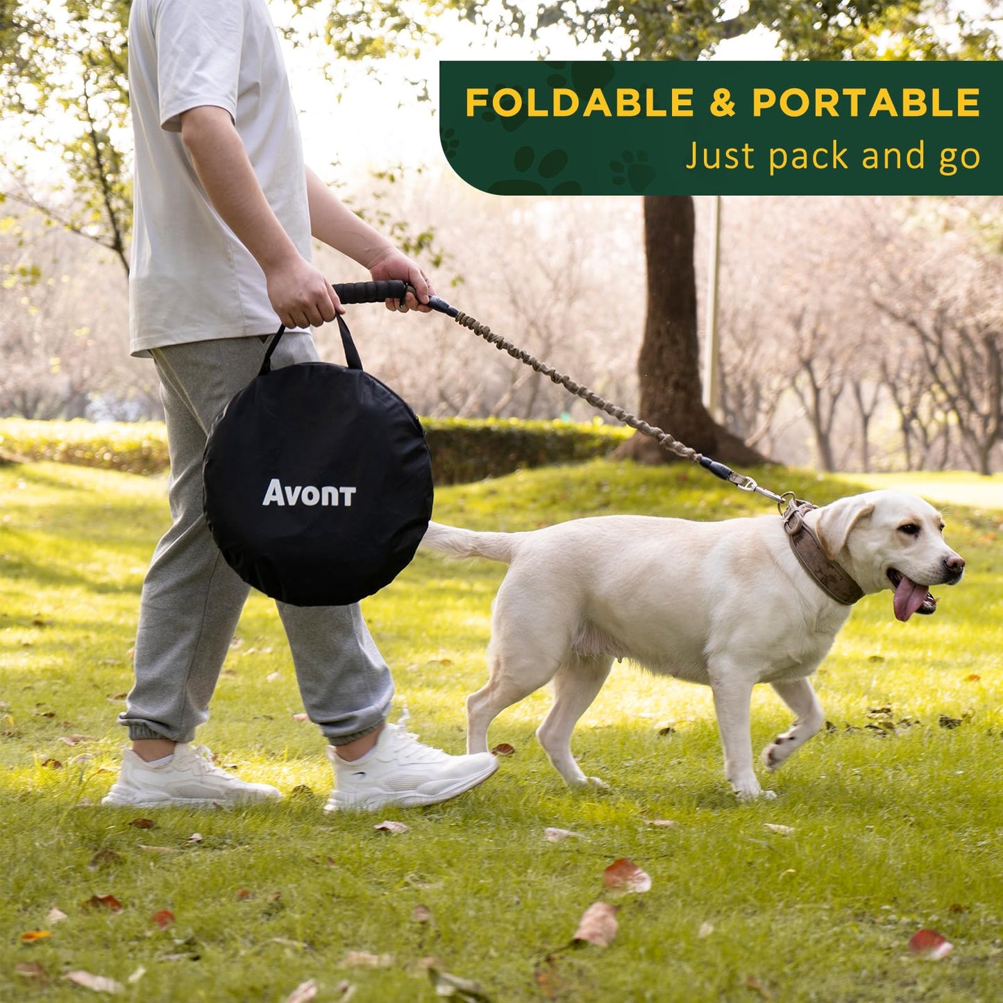 Avont Portable Dog Cat Playpen, Foldable Pop Up Pet Play Pen Travel Crate with Floor and Mesh Door Top for Indoor Outdoor Collapsible Tent Cage -M, Orange