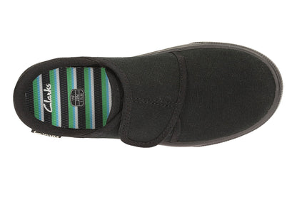 Clarks Hopper Run Kid Textile Plimsolls In Black Standard Fit Size 11½