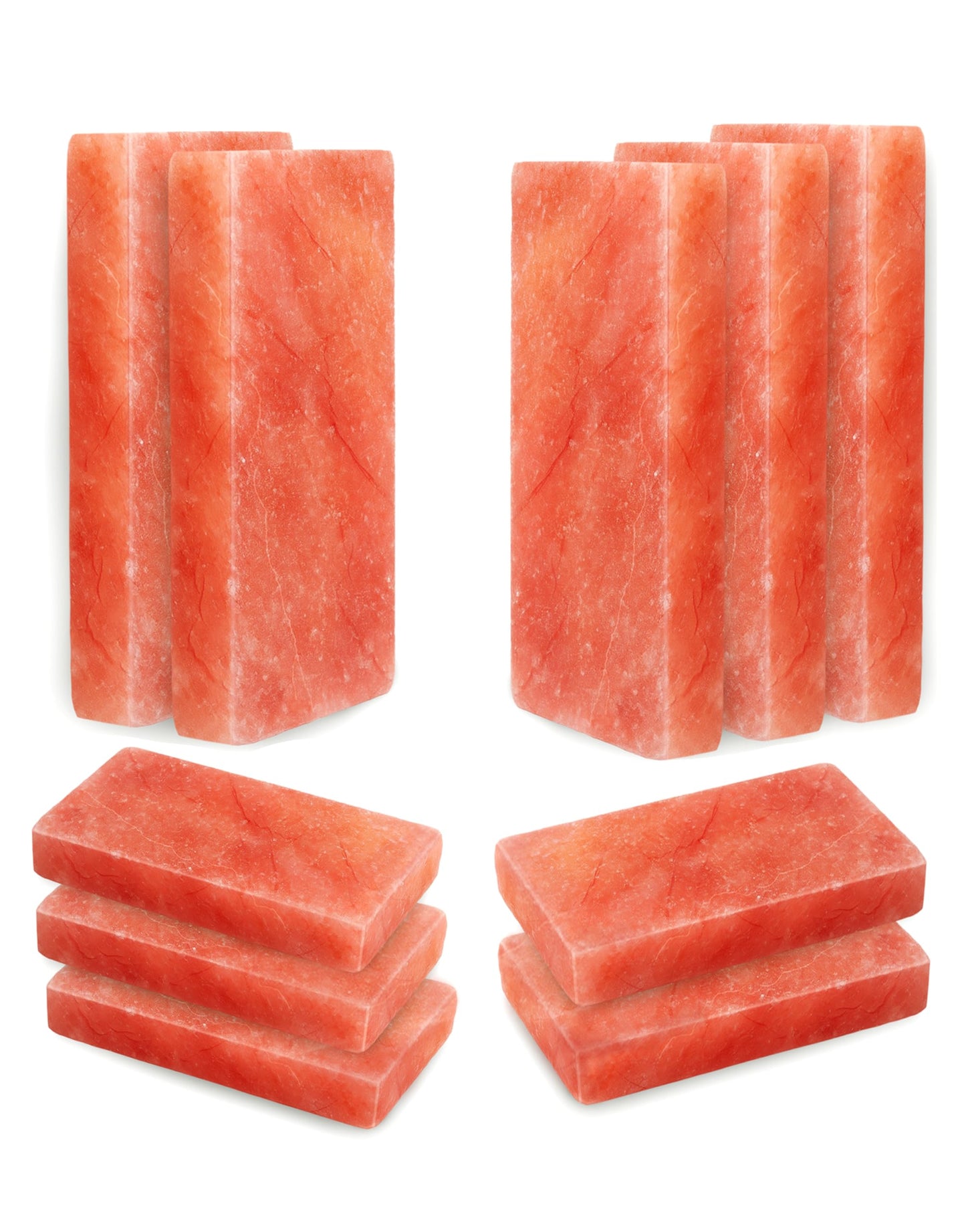 ZK Pack of 10 Himalayan Salt Tiles 8” x 4” x 1” for Sauna Backlit Salt Walls- Natural Pink Salt Bricks for Spa & Wellness Room Décor, DIY Salt Block Installation