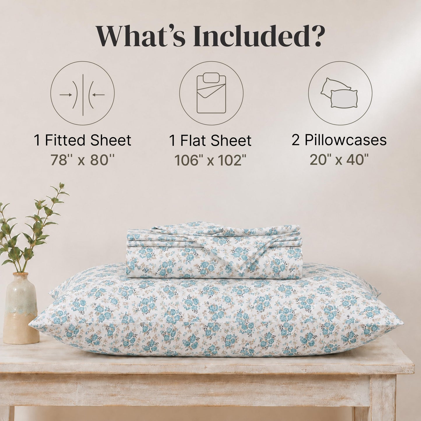 Modern Threads Printed 4-Piece Extra Soft Bedding Sheets & Pillowcase Set, Deep Pocket up to 16 inch Mattress Forever Roses King