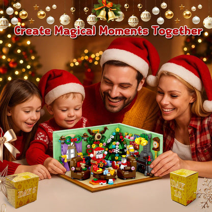 Rubypop Advent Calendar Building Blocks, 24 Day Christmas Countdown Kit with 669PCS Bricks Set,Santa Sleigh Christmas Tree Xmas Friends Room Holiday Decorations Gifts for Kids Boys Girls