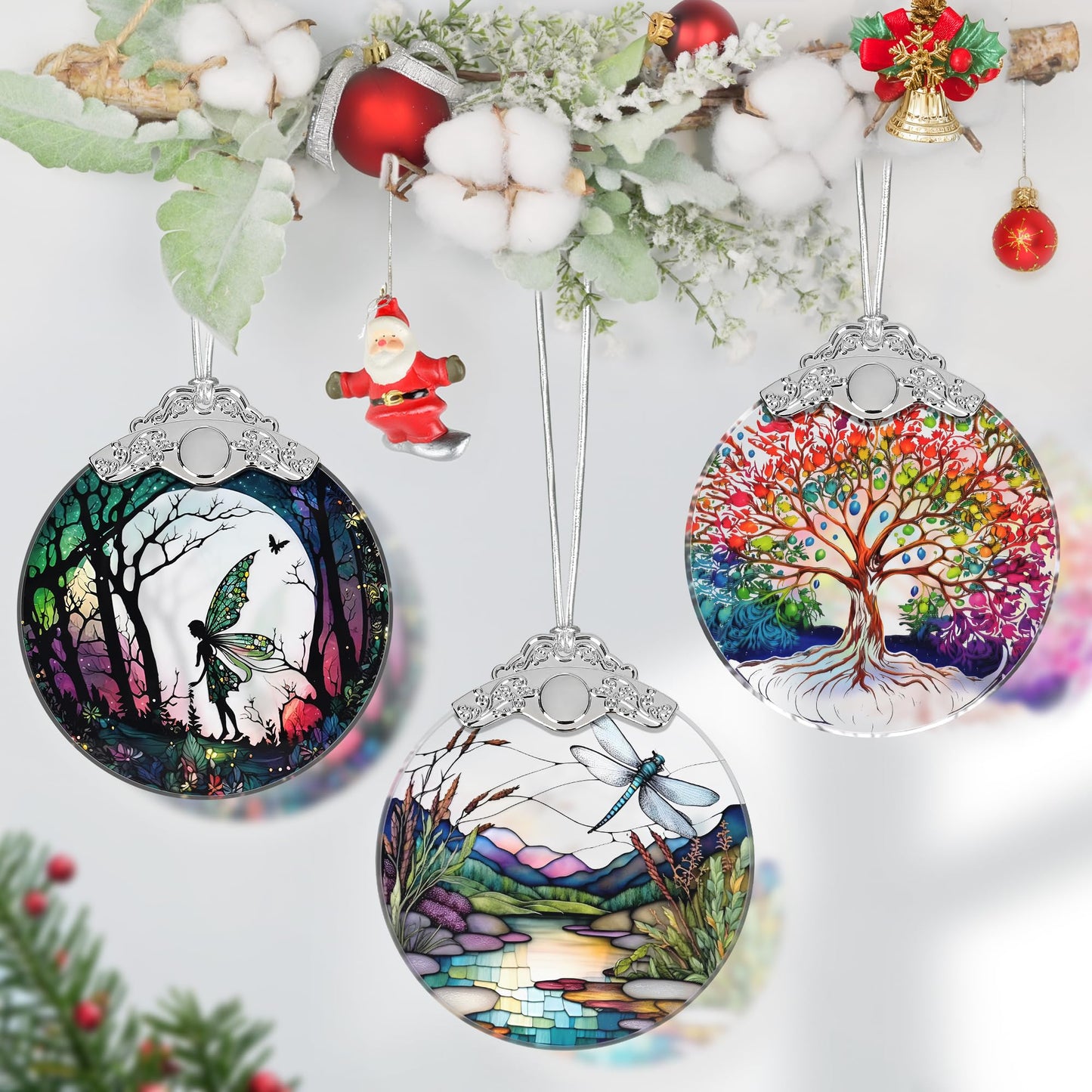 Dragonfly Stained Glass Ornament - Christmas Tree Decor, Gift Exchange Idea
