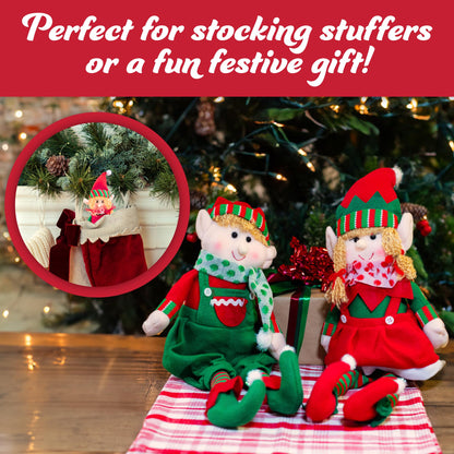 Elf Plush Christmas Stuffed Dolls, Set of 2-18" Boy and Girl Elves Holiday Cute Plush Shelf Toys - Fun Kids Buddy Figurine Decorations, Christmas Winter Holiday Party Festive Decor and Gift Exchange