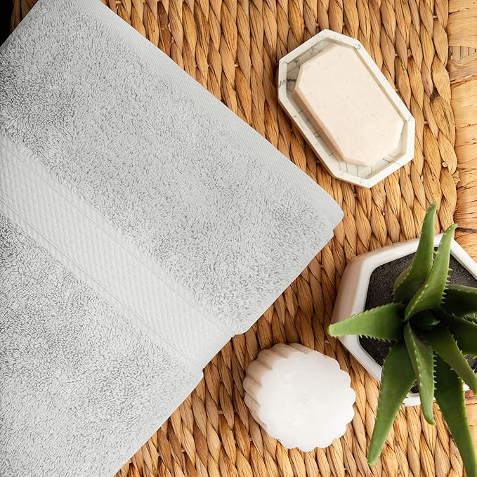 Superior Egyptian Cotton Solid Towel Set, Washcloths 13” x 13”, Hand Towels 20”