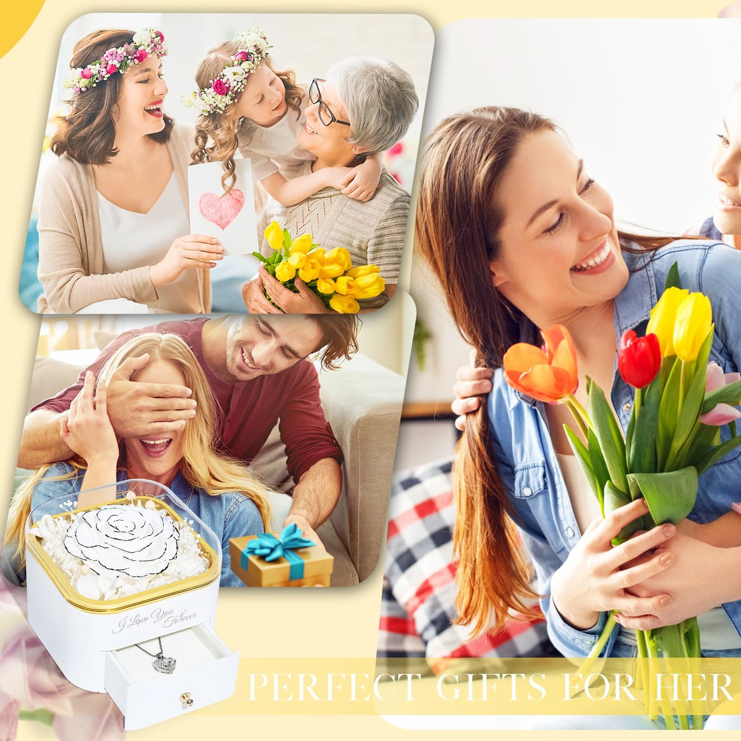 Beferr Valentines Day Gifts for Her Preserved Real Rose with Necklace Eternal Roses Forever Flowers for Delivery Prime Mothers Anniversary Birthday Gifts for Women Mom Grandma Wife Daughter Girlfriend