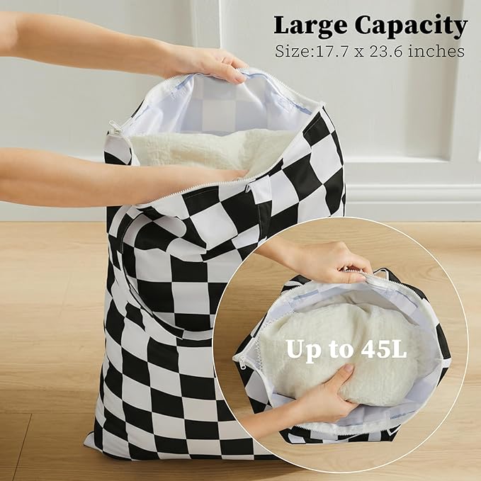 Checkered 2 Pcs Large Travel Laundry Bags