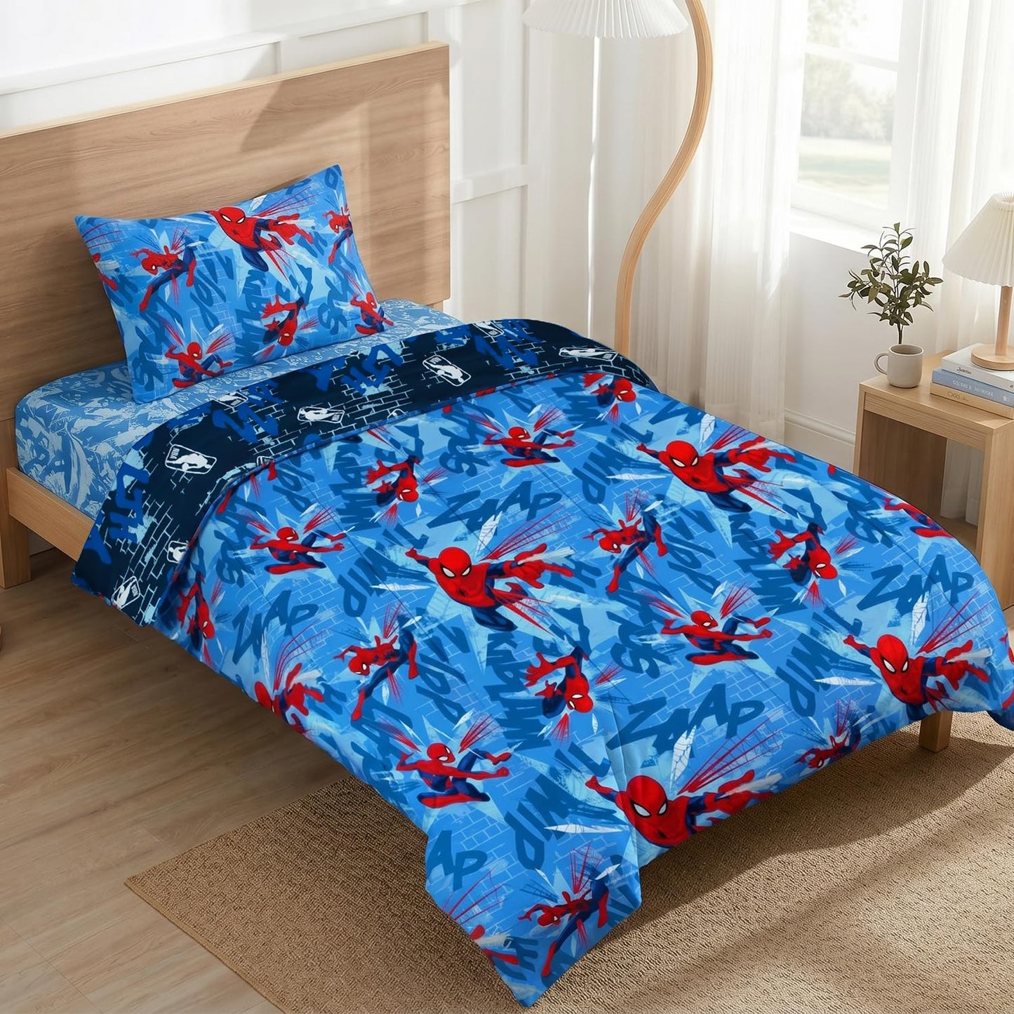 Northwest Disney Marvel Spiderman Twin Comforter Set, Reversible Design Ultra Soft Fade Resistant Microfiber Kids Bedding Set, Officially Licensed