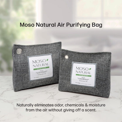Moso Natural Air Purifying Bag 600g. A Scent Free Odour Eliminator for Kitchens, Bedrooms, Living Rooms, Pet Areas. Premium Moso Bamboo Charcoal Odour Absorber. Free Standing Design.