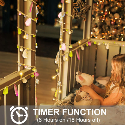 [Updated Version] Indoor House String Lights-Bohemia Style String with Jewels-Colorful Jewels LED Fairy Christmas Lights-Battery Powered-8 Mode- Remote-Timer30 Warm White LED Gift Lights for Girl