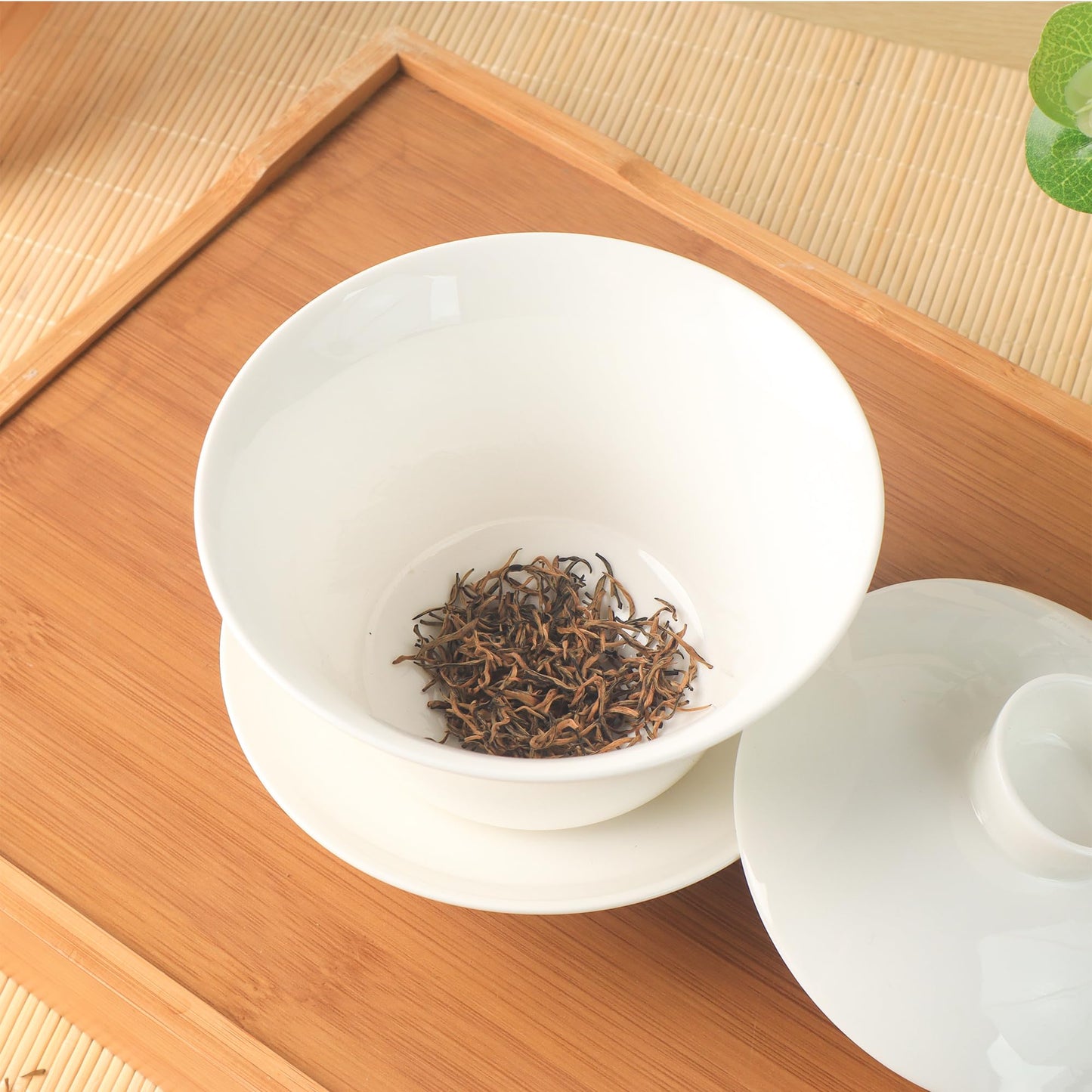 SILINE Porcelain 12 Oz/ 360ml Large Gaiwan Tea Bowl Set,Fine Bone China Teacup for Brew Kung Fu Tea (White)
