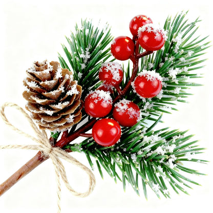 10 Pcs Red Berry Stems - Pine Cones for Crafts,Pine Cones for Decorating,Red Berry Wreath Floral Picks,Valentine's Day Mother's Day,Birthday Party Decoration,Gift Wrap Embellishment