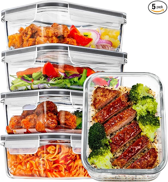 Vtopmart 5Pack 30oz Glass Storage Containers