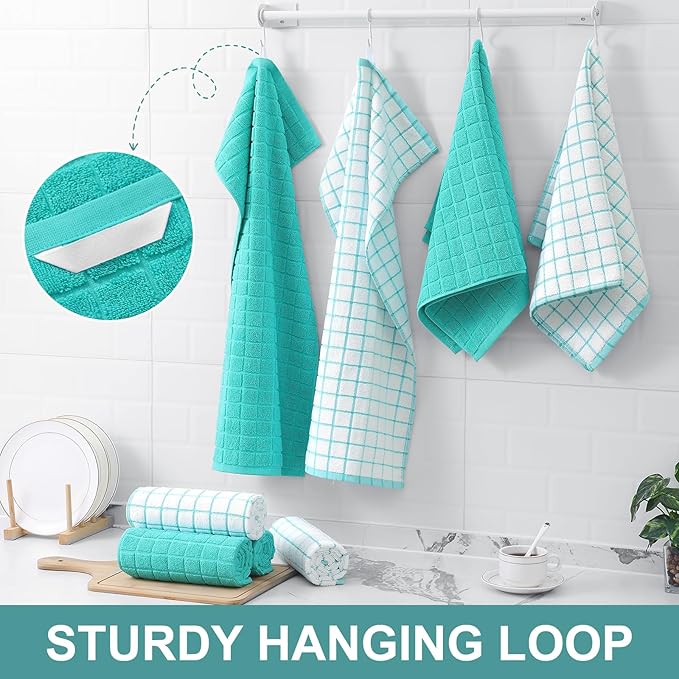 Homaxy Premium Cotton Kitchen Towels 16"x 28", Large Natural Ring Spun 390 GSM