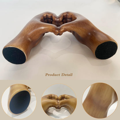 YDLGJMCZ Heart Hands Sculpture Wooden Hearts Hand Sculptures，Love Gesture Resin Statue Home Living Room Desktop Ornament