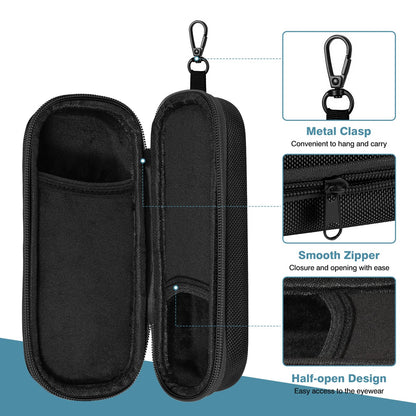 MoKo Double Eyeglass Case, Hard Shell Dual Glasses Case, Portable Travel Sunglass Organizer with Zipper Closure, Eyeglasses Storage Box for Men, Women, Black-Rectangular