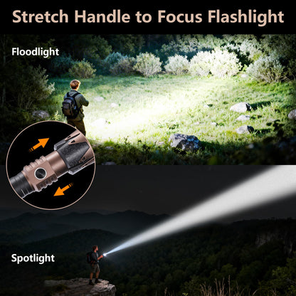 SKYFIRE Rechargeable Flashlight High Lumens with Ignition Lens,5000mAh Fire-Starting Tactical Flashlight,Emergency Survival Gear for Camping Outdoor,6Modes Waterproof Zoomable Small Flash Light