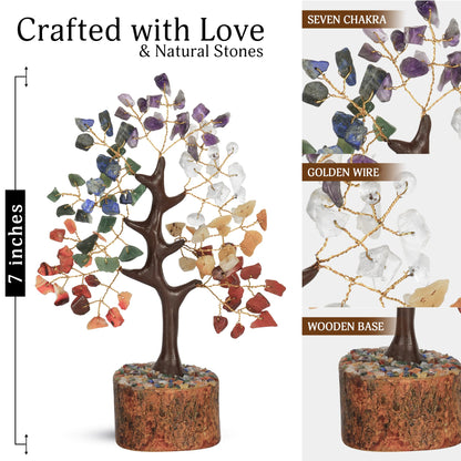 YATSKIA 7 Chakra Tree of Life Crystal Tree, Crystals and Healing Stones, Birthday Gifts for Women, Home Office Decor, Gemstone Tree, Crystal Gift (7-8 Inch)