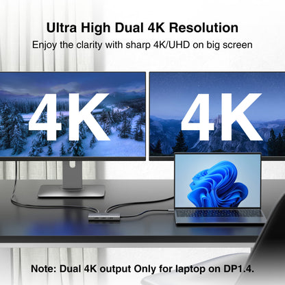 USB C Docking Station Dual Monitor for Dell/HP/Lenovo/Surface Laptop, 14 in 1 Triple Display Hub Multiple Adapter, Dongle with 2 HDMI 4K+VGA+5 Port+100W PD Charger+Ethernet+SD/TF+Audio