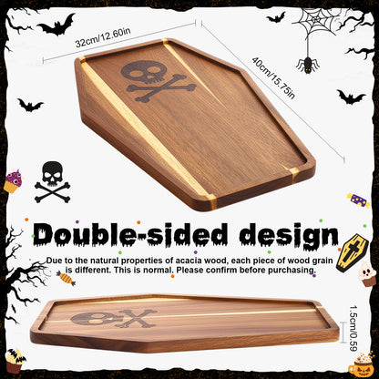 Potchen Coffin Charcuterie Boards Wooden Funny Cutting Board 12.6 x 15.7inch Acacia Wood Boards Cute Serving Tray for Fruit Bread Salad Vegetables Snack Dessert