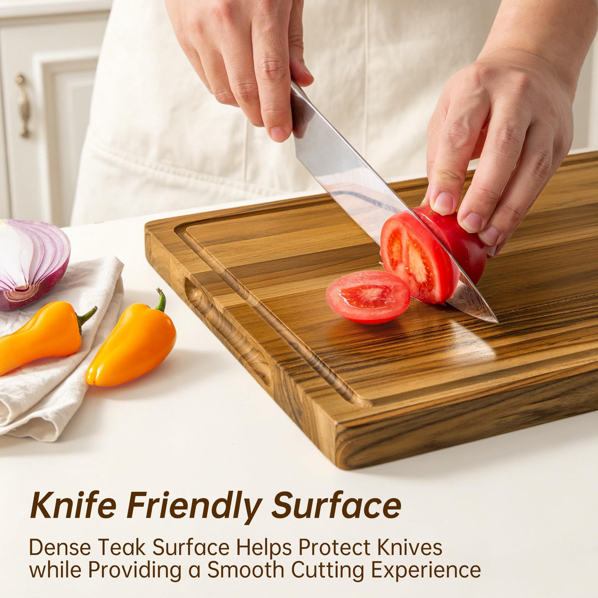 THETCHRY Teak Wood Cutting Board Set of 3 Wooden Cutting Boards for Kitchen