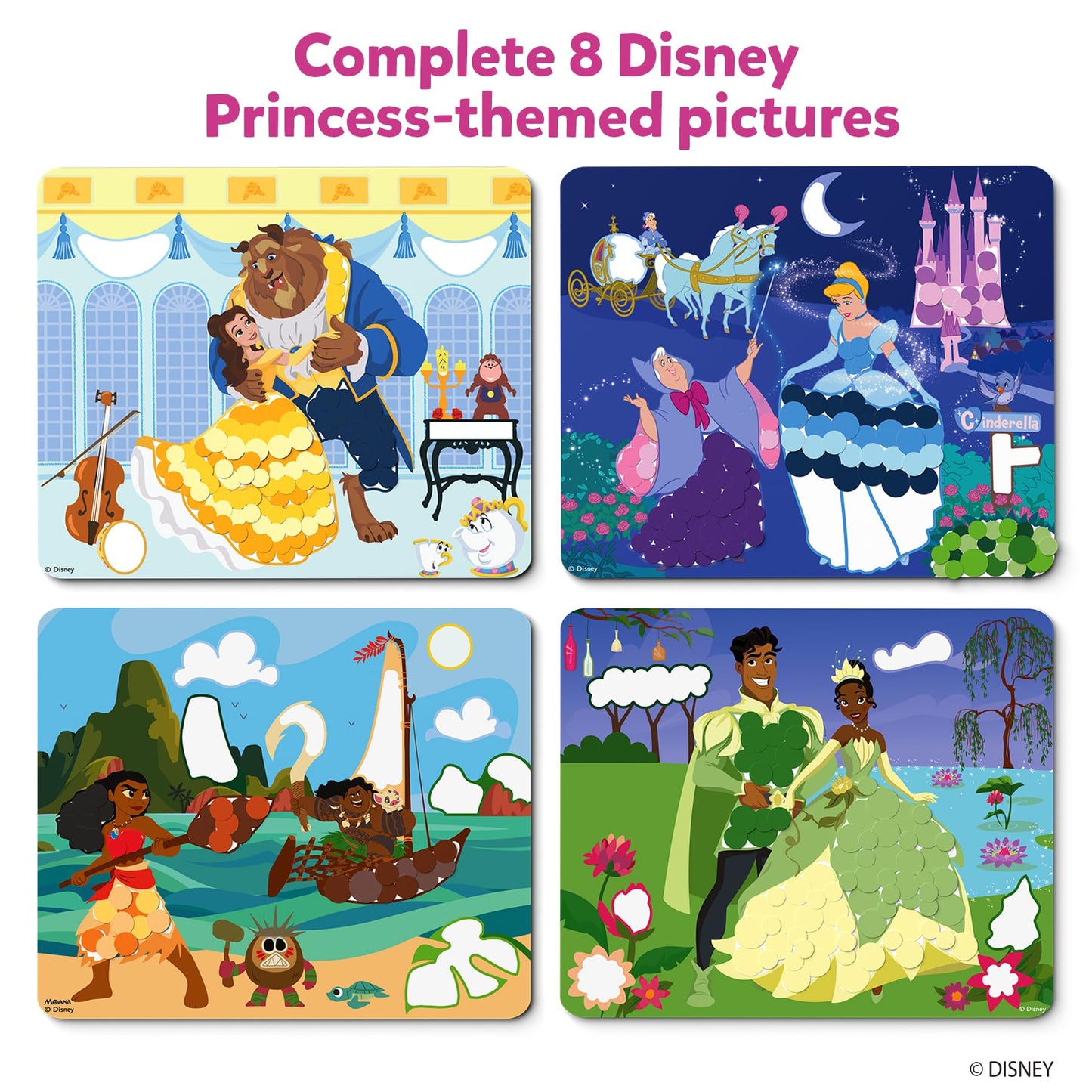 Skillmatics Dot It Sticker Art - Disney Princess, Mess-Free Fun for Kids, 500+ Stickers, Craft Kits, DIY Activity, Travel Toys, Gifts for Girls & Boys Ages 3, 4, 5, 6, 7