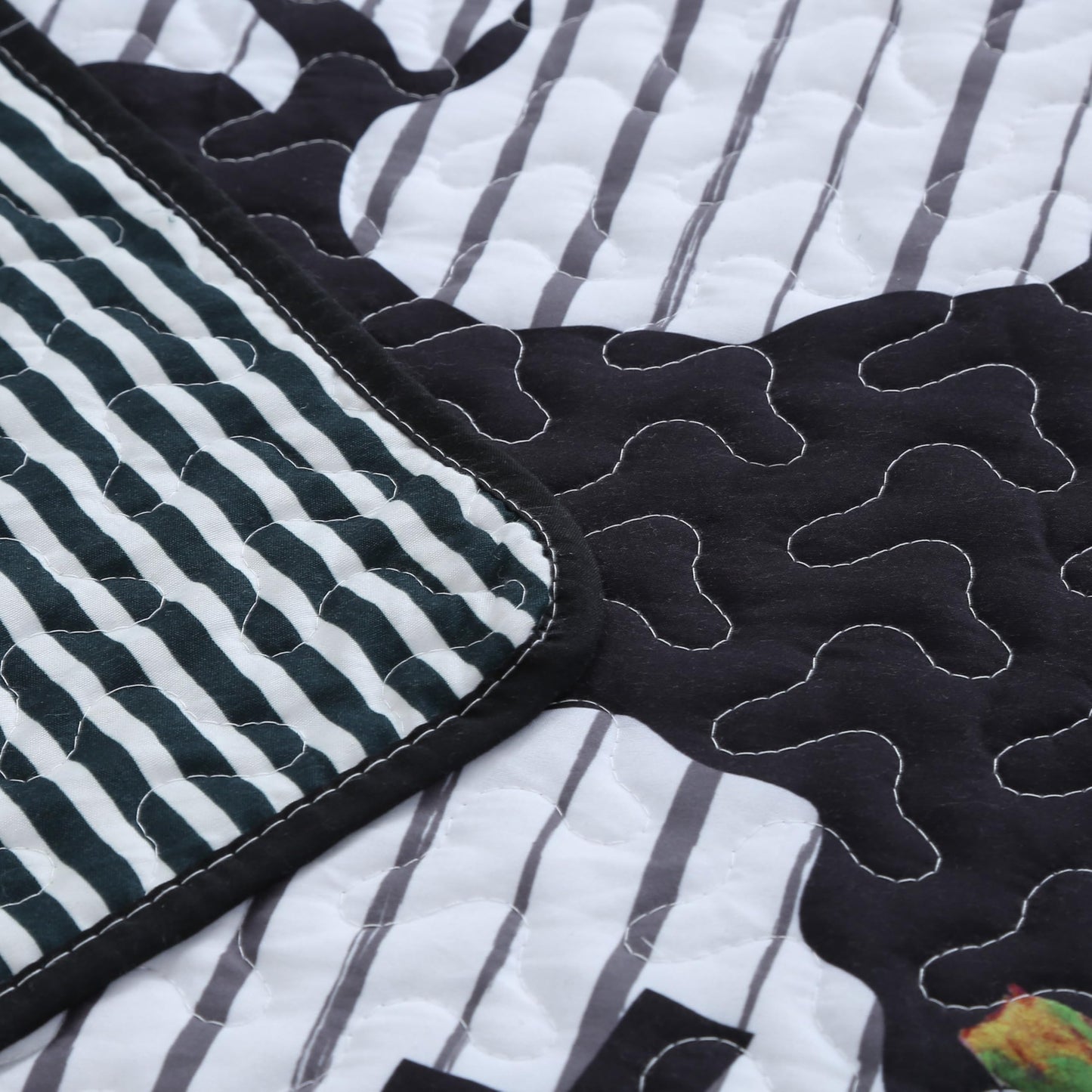 MarCielo 3 Pcs Halloween Quilt Bedspread Set Crows Pumpkins & Ghosts Spooky Comforter Set (Halloween Black, King)