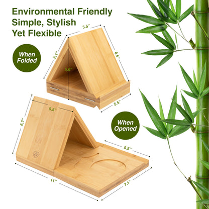 Bamboo Triangle Book Rest - Foldable Desk Stand, Book Nook Reading Valet, Gift for Readers with Free Page Holder, No Assembly Required (Natural)