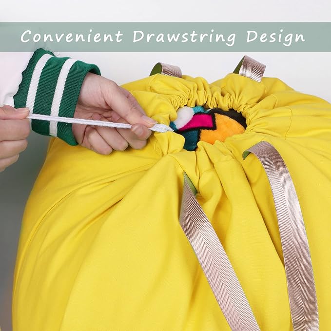 Cotton Canvas Laundry Bag with Handles & Drawstring Straps, Heavy Duty Extra