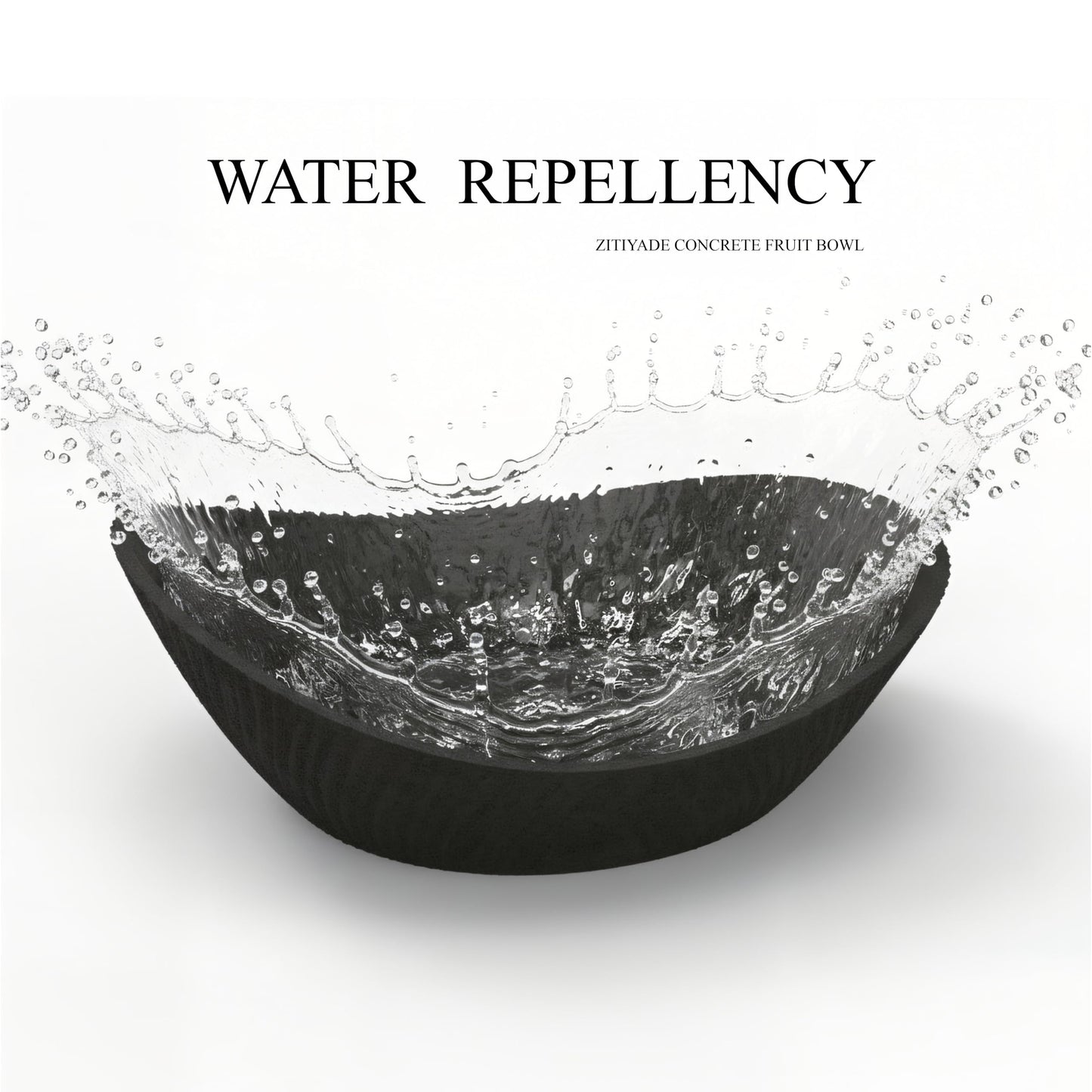 Concrete Fruit Bowl, Large Modern Meteorite Pattern Decorative Bowl for Kitchen Counter, Dining Table & Home Decor,Sturdy Centerpiece for Fruit, Keys, Candy, Unique Handmade Design (Black, 10.6")