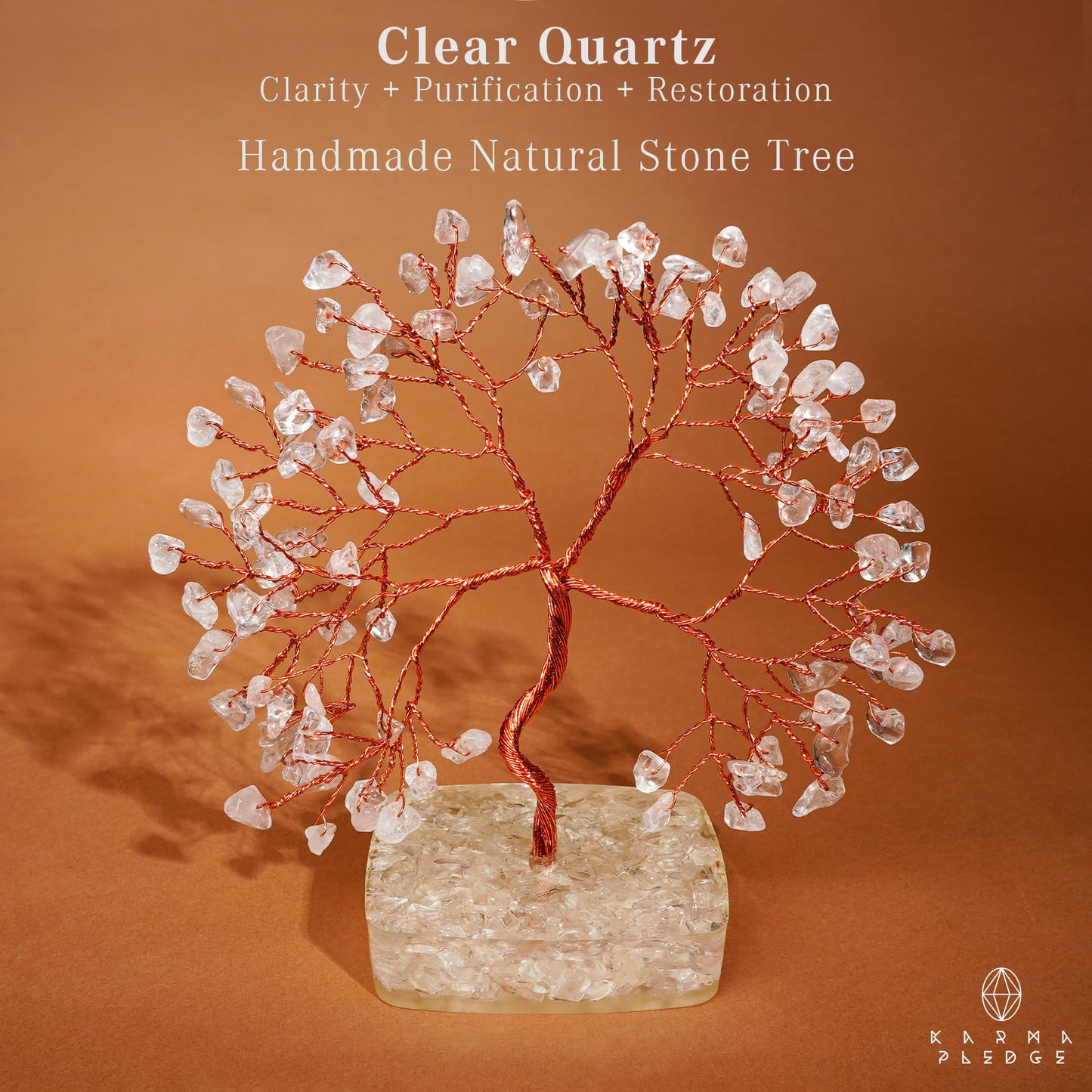 Clear Quartz Crystal Tree of Life Birthday Gifts for Women, Men, Friends, Handmade Chakra Healing Crystals Tree for Home Office Decor, Positivity, Good Luck, Money, Unique Gifts for Her Mom, Dad