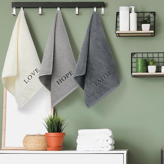 3 Pcs Faith Hope Love Farmhouse Decorative Hand Towels