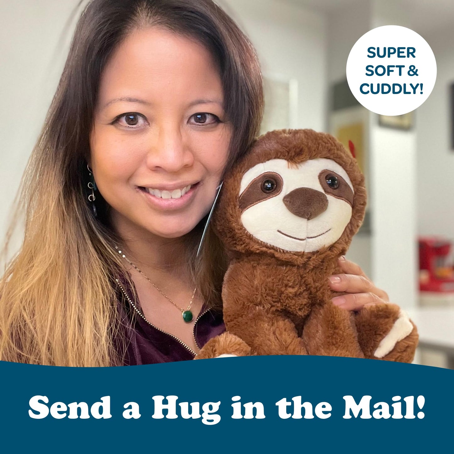 SendAFriend Sam The Sloth Stuffed Animal Care Package, Someone Loves You Box, Great Gift for Any Reason (Happy Birthday Notecard)
