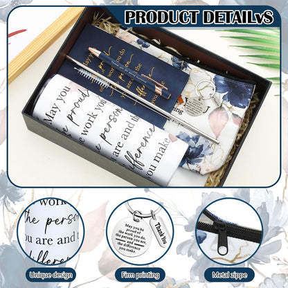 Wiwiqing 6 Pcs Christmas Appreciation Gift Set for Coworker Female Women Thank You May You Be Proud Ink Flower Gifts for Employee Staff Teacher Volunteer Administrative Professional(Classic Style)